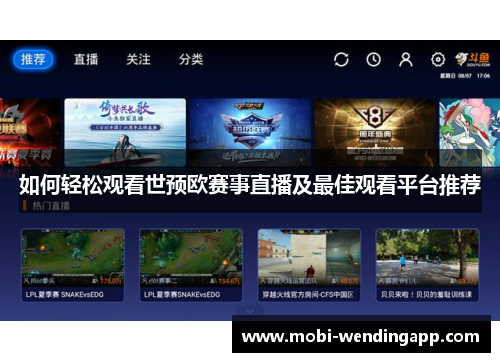 如何轻松观看世预欧赛事直播及最佳观看平台推荐