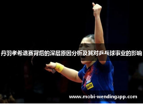 丹羽孝希退赛背后的深层原因分析及其对乒乓球事业的影响